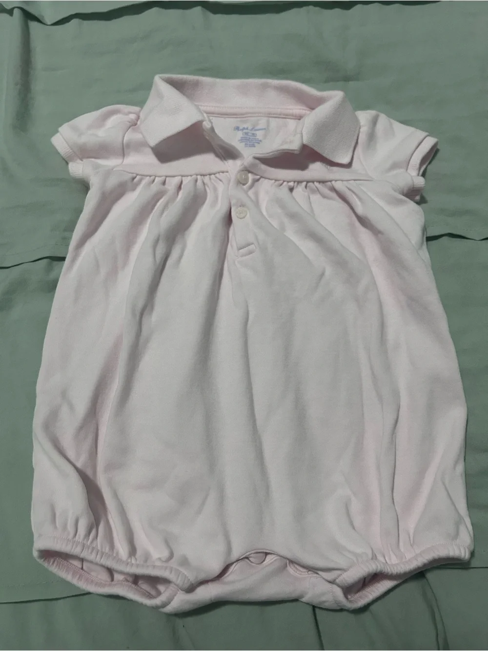Ralph Lauren Baby Pink Collared Bubble Romper 9M EUC